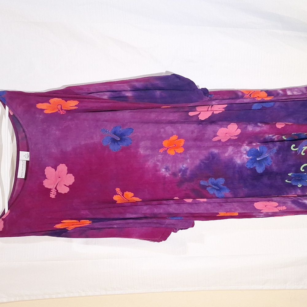 Anna Maxwell Plus Size 5X (34 - 36) Dress Short Sleeves Purple Floral